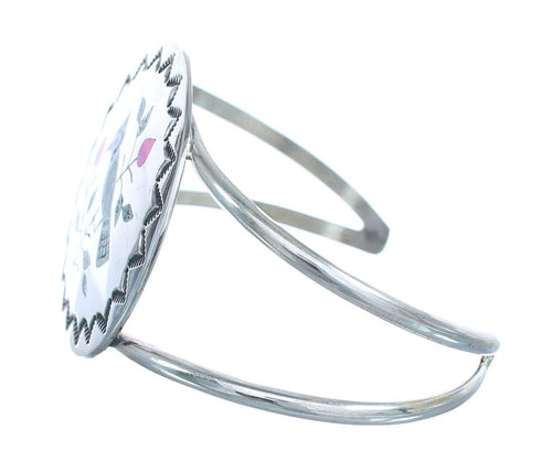 Sterling Silver Multicolor Inlay Blue Jay Zuni Indian Cuff Bracelet AX123743