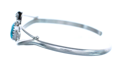 Turquoise Sterling Silver Scalloped Leaf Navajo Cuff Bracelet AX123768