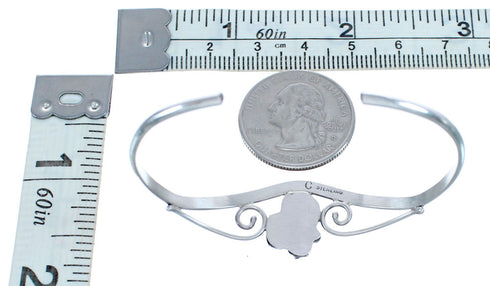 Turquoise Sterling Silver Scalloped Leaf Navajo Cuff Bracelet AX123768