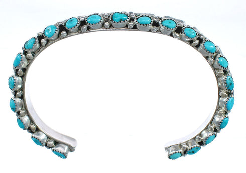 Native American Navajo Turquoise And Coral Sterling Silver Cuff Bracelet AX123804