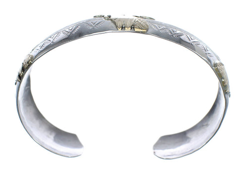 Native American Sterling Silver12KGF Cow Skull Navajo Cuff Bracelet JX123837