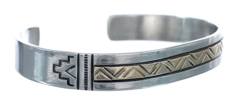 Native American Navajo Sterling Silver And 14 Karat Gold Cuff Bracelet JX123815
