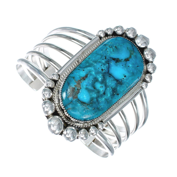 Native American Navajo Sterling Silver Turquoise Jewelry Cuff Bracelet AX123886