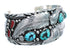 Native American Coral Turquoise Scalloped Leaf Sterling Silver Cuff Bracelet AX123867