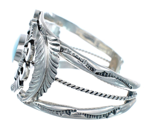 Native American Sterling Silver Turquoise Leaf Cuff Bracelet AX123866