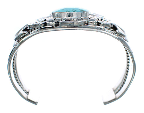 Native American Sterling Silver Turquoise Leaf Cuff Bracelet AX123866