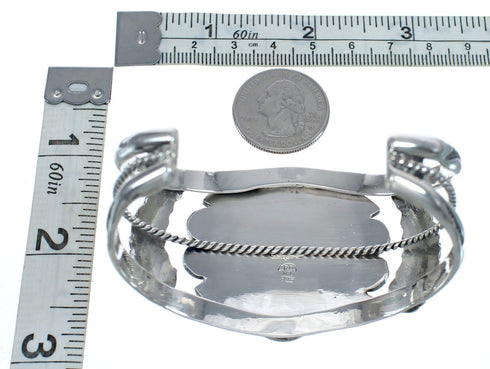 Native American Sterling Silver Turquoise Leaf Cuff Bracelet AX123866