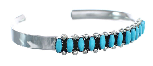 Zuni Turquoise Needlepoint Genuine Sterling Silver Cuff Bracelet AX123859