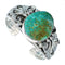Native American Turquoise Leaf Genuine Sterling Silver Cuff Bracelet AX123877