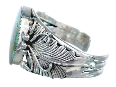Native American Turquoise Leaf Genuine Sterling Silver Cuff Bracelet AX123877