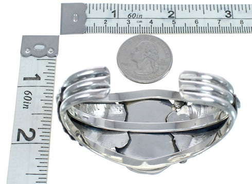 Native American Turquoise Leaf Genuine Sterling Silver Cuff Bracelet AX123877