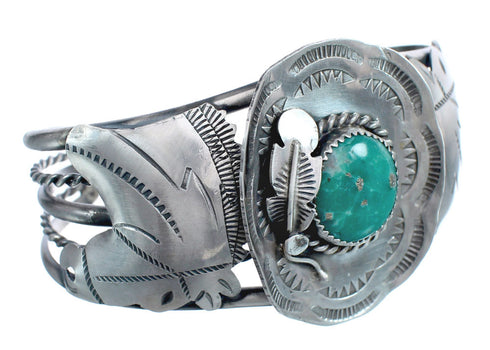 Authentic Sterling Silver Navajo Horse Turquoise Cuff Bracelet AX123857