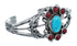 Sterling Silver Turquoise Coral Leaf Navajo Cuff Bracelet AX123861
