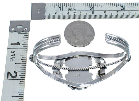 Sterling Silver Turquoise Coral Leaf Navajo Cuff Bracelet AX123861