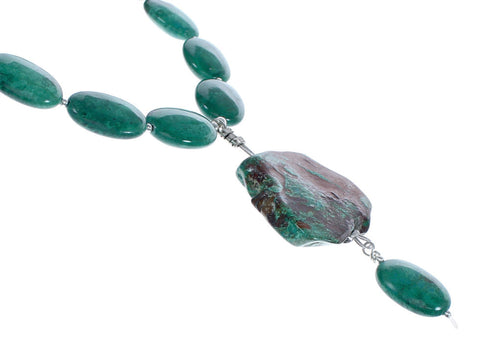 Native American Sterling Silver Turquoise Pendant Bead Necklace AX123890