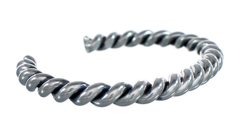 Navajo Genuine Twisted Sterling Silver Cuff Bracelet AX123906