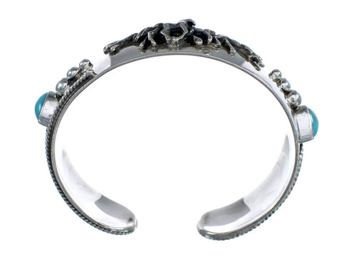 Sterling Silver Turquoise Navajo Wolf Cuff Bracelet AX123905