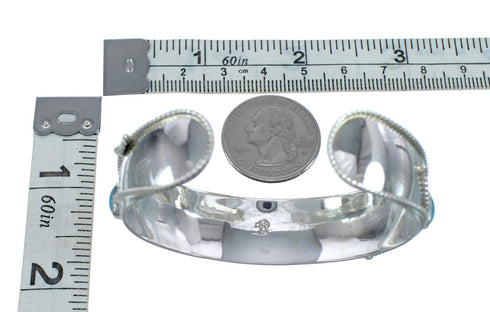Sterling Silver Turquoise Navajo Wolf Cuff Bracelet AX123905