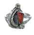 Zuni Coral Genuine Sterling Silver Leaf Ring Size 7-1/2 AX123940