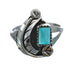 Turquoise Sterling Silver Leaf Zuni Indian Jewelry Ring Size 7-1/2 AX123944