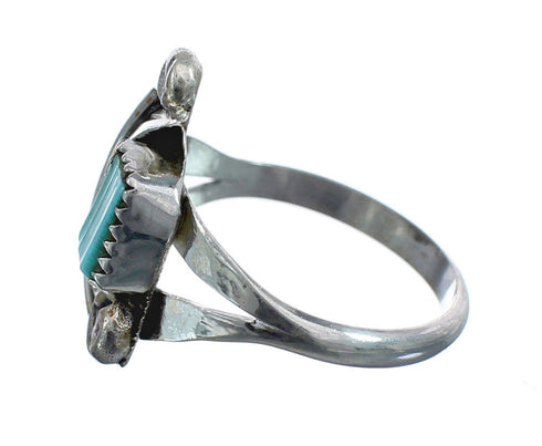 Turquoise Sterling Silver Leaf Zuni Indian Jewelry Ring Size 7-1/2 AX123944