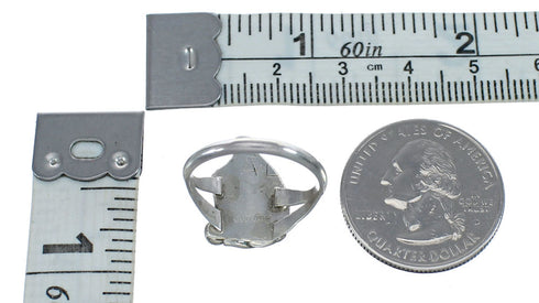 Turquoise Sterling Silver Leaf Zuni Indian Jewelry Ring Size 8-1/4 AX123945