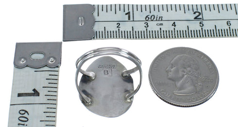 Native American Genuine Sterling Silver Turquoise Bear Paw Ring Size 10 AX124062