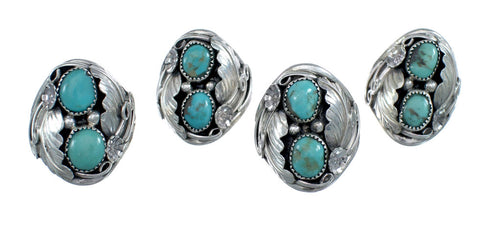 Authentic Sterling Silver Navajo Turquoise Leaf Design Ring Size 10-3/4 AX124142