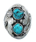 Authentic Sterling Silver Navajo Turquoise Leaf Design Ring Size 10-1/2 AX124160