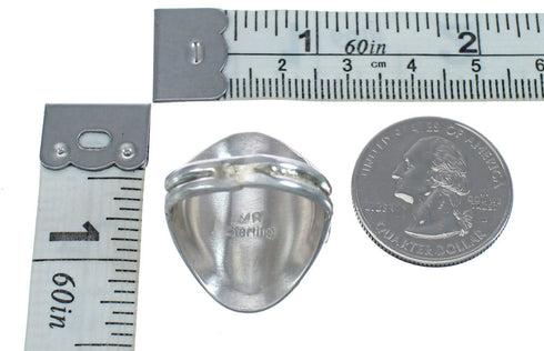 Authentic Sterling Silver Navajo Turquoise Leaf Design Ring Size 10-3/4 AX124161