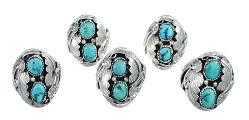 Authentic Sterling Silver Navajo Turquoise Leaf Design Ring Size 10-1/2 AX124160