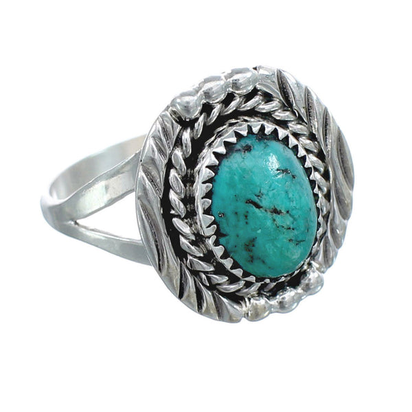 Native American Genuine Sterling Silver Turquoise Ring Size 8-1/4 AX124089
