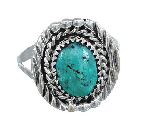 Native American Genuine Sterling Silver Turquoise Ring Size 8-1/4 AX124089