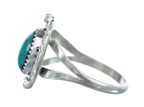 Native American Genuine Sterling Silver Turquoise Ring Size 8-1/4 AX124089
