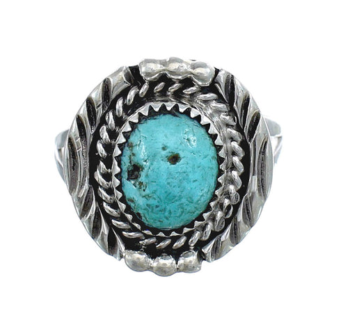 Native American Genuine Sterling Silver Turquoise Ring Size 6-1/2 AX124091