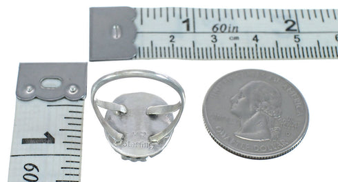 Native American Genuine Sterling Silver Turquoise Ring Size 6-1/2 AX124091