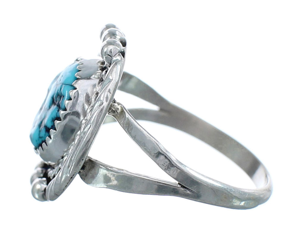 Native American Genuine Sterling Silver Turquoise Ring Size 6-1/2 AX12 ...