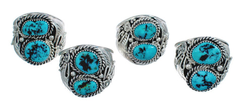 Genuine Sterling Silver Leaf Turquoise American Indian Ring Size 12-3/4 AX124043