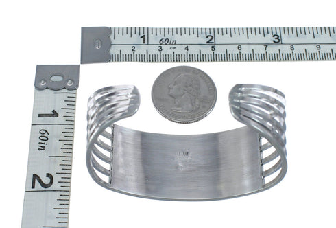 Native American Zuni Multicolor Inlay Genuine Sterling Silver Cuff Bracelet JX123917