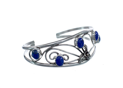 Native American Navajo Sterling Silver Lapis Cuff Bracelet JX123914