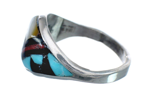 Native American Zuni Multicolor Genuine Sterling Silver Ring Size 6-1/2 JX123991