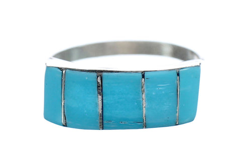 Native American Zuni Sterling Silver Turquoise Ring Size 10-3/4 JX124079