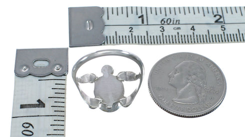 Navajo Sterling Silver Turquoise Inlay Turtle Ring Size 8-1/4 JX124084