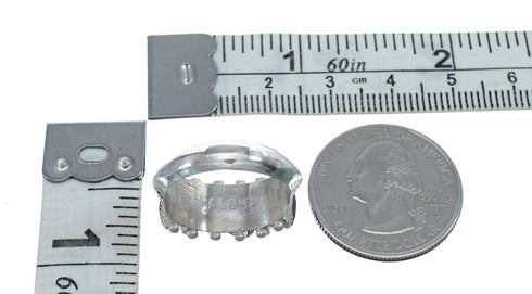 Native American Zuni Sterling Silver Multicolor Needlepoint Ring Size 7 JX124110