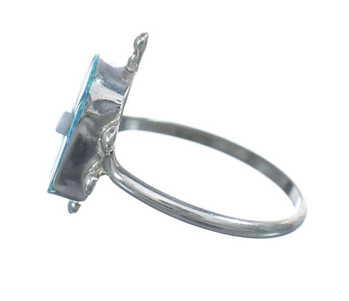 Native American Multicolor Opal Sterling Silver Turtle Ring Size 6-1/4 JX124175