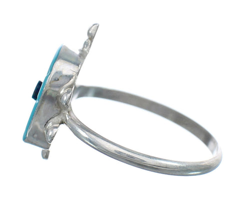 Native American Turquoise and Purple Opal Sterling Silver Turtle Ring Size 7-1/4 JX124177