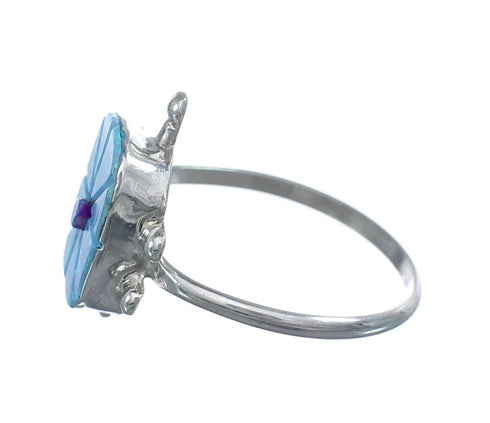 Native American Multicolor Opal Sterling Silver Turtle Ring Size 6-3/4 JX124180