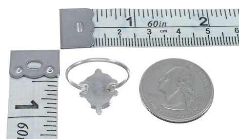 Native American Multicolor Opal Sterling Silver Turtle Ring Size 7 JX124181