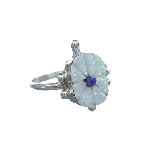 Native American Multicolor Opal Sterling Silver Turtle Ring Size 7 JX124207