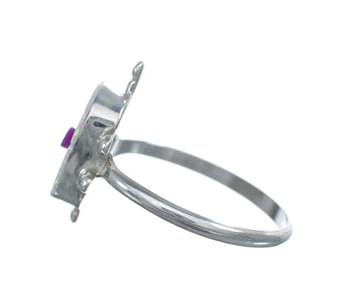 Native American Multicolor Opal Sterling Silver Turtle Ring Size 7 JX124207